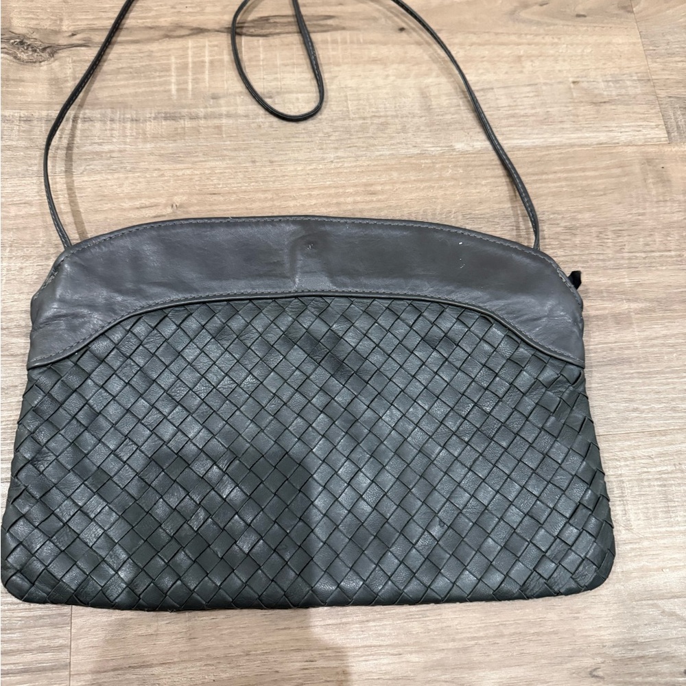 Letisse Gray Woven Leather Crossbody Bag